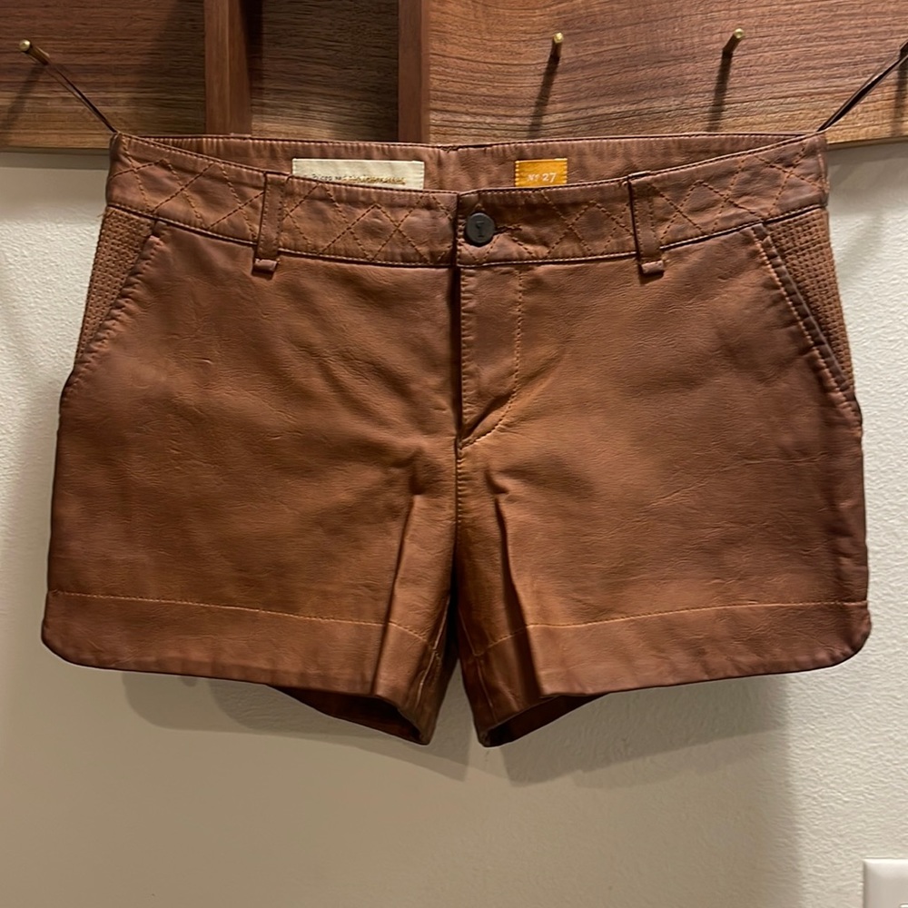 Leather looking brown shorts